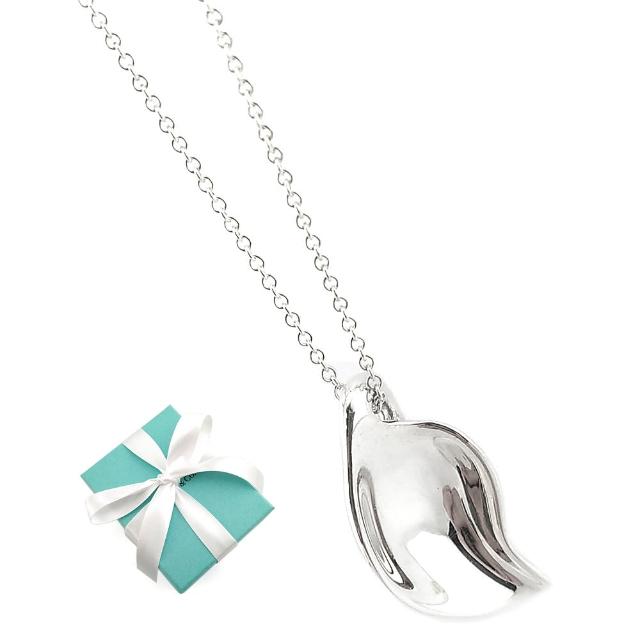 【Tiffany&Co. 蒂芙尼】925純銀-立體葉子造型墜飾項鍊(展示品)
