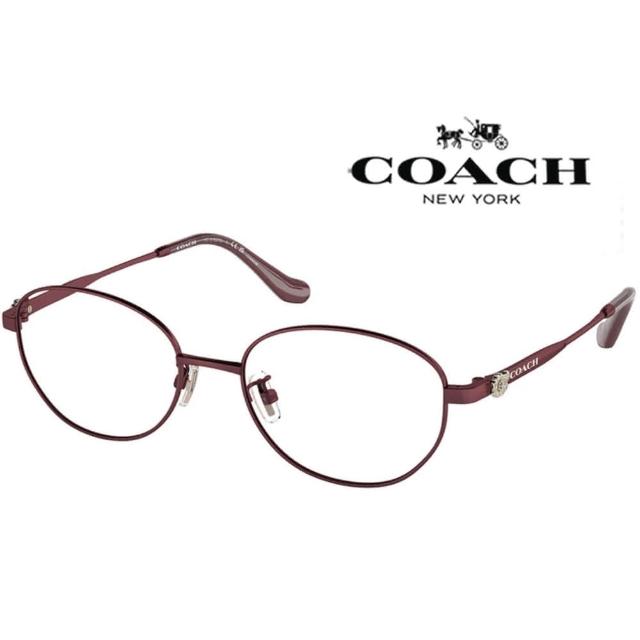 【COACH】時尚典雅光學眼鏡 輕量純鈦材質 精緻花鑽設計 HC5153TD 9413 深酒紅 公司貨