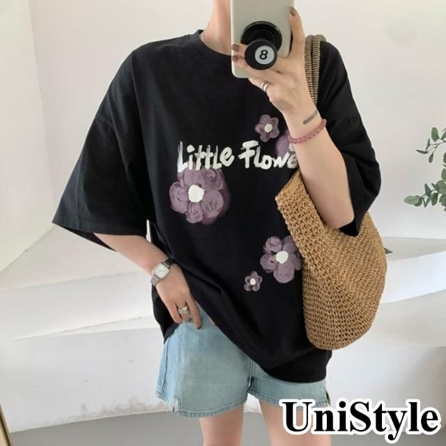 【UniStyle】短袖T恤 韓版小花字母印花上衣 女 UP1749(黑)