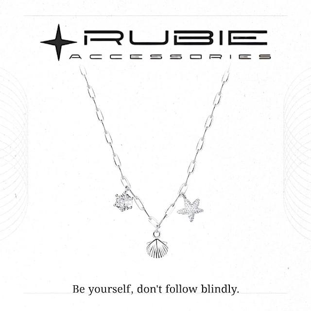 【RUBIE ACCESSORIES】貝殼海星單顆鋯石S925純銀項鍊(YX0005XGN)