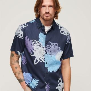 【Superdry】男裝 短袖襯衫 精緻花襯衫 Hawaiian(菊花海軍藍)