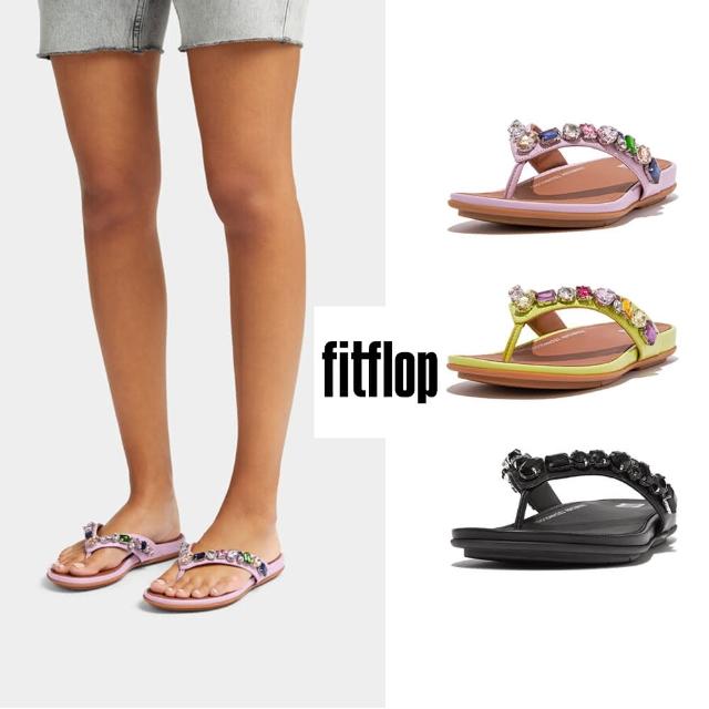【FitFlop】GRACIE華麗寶石皮革夾腳涼鞋(共3款)