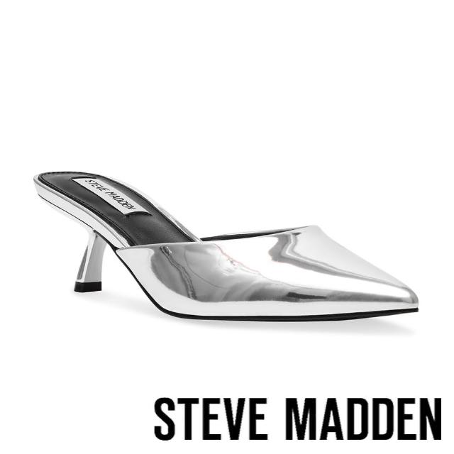 【STEVE MADDEN】MICKI 前包尖頭斜跟涼跟鞋(銀色)