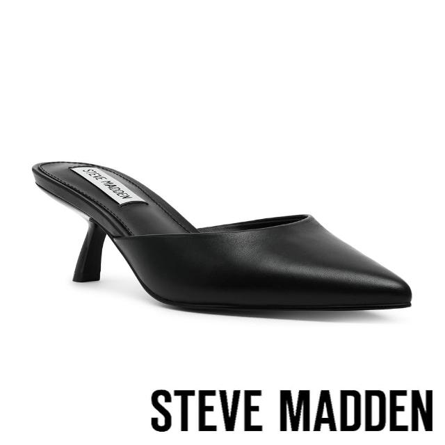 【STEVE MADDEN】MICKI 前包尖頭斜跟涼跟鞋(黑色)
