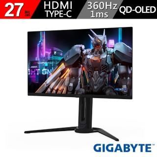 【GIGABYTE 技嘉】AORUS FO27Q3 27型 2K QD-OLED電競螢幕QHD/360Hz 0.03ms HDMI 2.1 Type-C