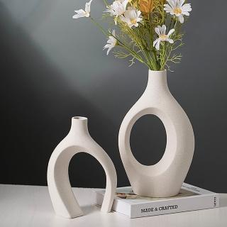 【zozo】2入組 北歐風陶瓷造型花瓶(可組合拆分/小口花瓶/居家擺飾/花器)