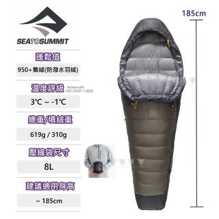 【SEA TO SUMMIT】Spark Pro -1頂級鵝絨睡袋R-灰黑(睡眠/舒適/保暖/輕巧/羽絨)