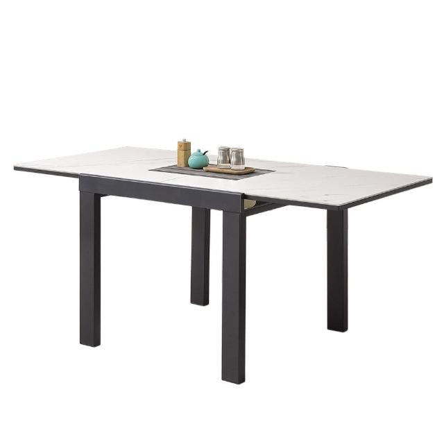 【obis】漢斯5.3尺岩板伸縮餐桌（黑）