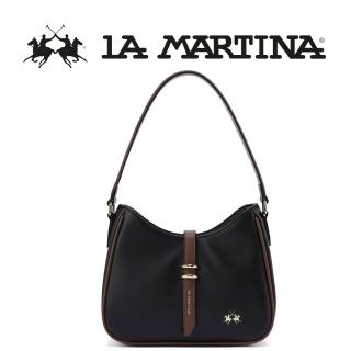 【LA MARTINA】義大利原裝進口 限量2折 頂級時尚金標皮革肩背包 1261T 全新專櫃展示品(黑色)