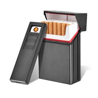 【Life365】菸盒 USB點菸器 二合一菸盒 防風打火機 煙盒 充電菸盒 打火機 防潮菸盒 防壓菸盒(RS1417)