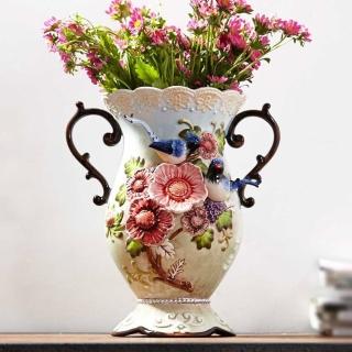 【Function art 藝術瓷】鳥語花香 喜鵲與杜鵑花陶瓷造型花瓶／花器
