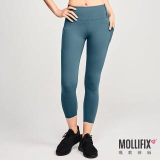 【Mollifix 瑪莉菲絲】3D修身多功能訓練褲、瑜珈服、Legging(暗夜綠)