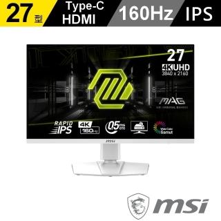 【MSI 微星】MAG 274URFW 27型 IPS 4K 160Hz 電競螢幕(UHD/0.5ms/HDR400/FreeSync/Type-C)