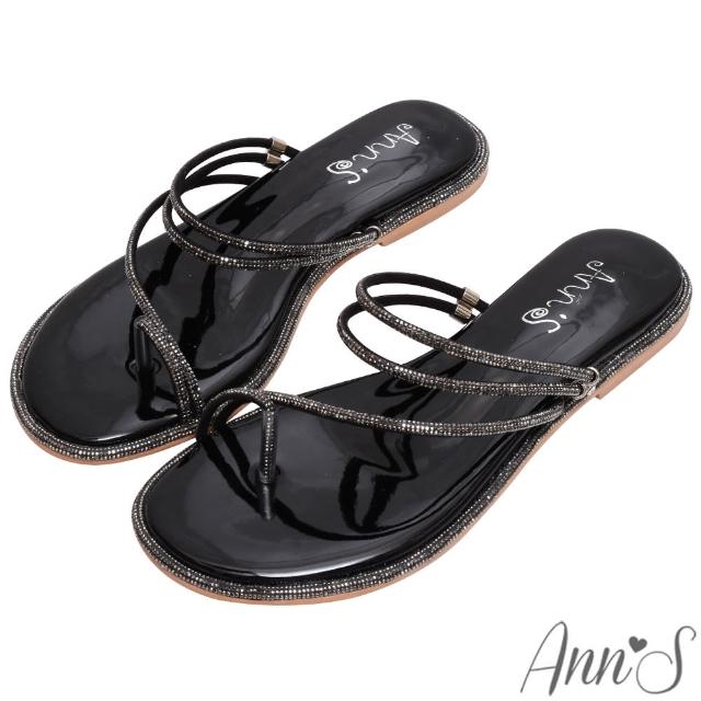 【Ann’S】鑽石圍邊寬版-可兩穿平底涼拖鞋(黑)