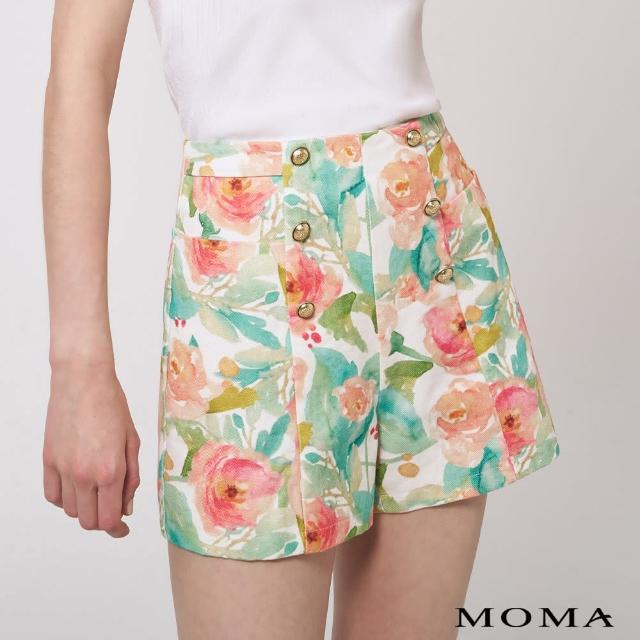 【MOMA】玫瑰印花牛仔短褲(綠色)