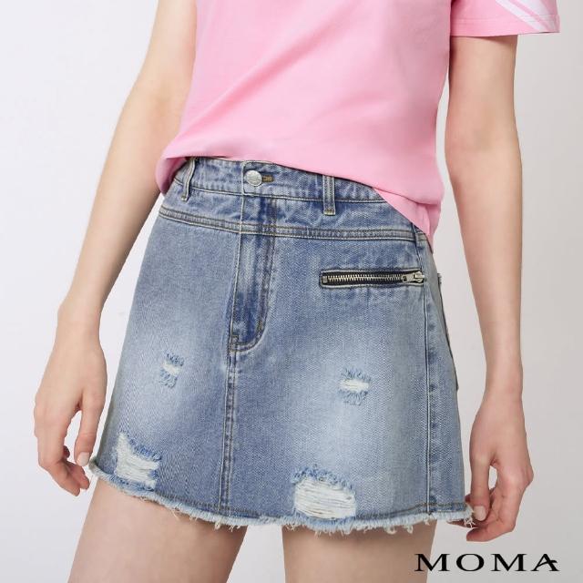 【MOMA】個性水洗牛仔褲裙(藍色)
