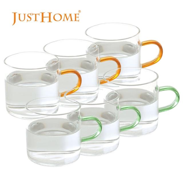【Just Home】透明把手耐熱玻璃杯100ml-6件組(玻璃杯 馬克杯 杯)