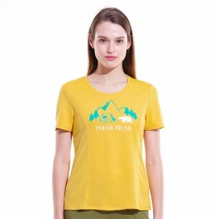 【POLAR BEAR 北極熊】女吸濕排汗網眼印花T恤-芥黃(24T01)