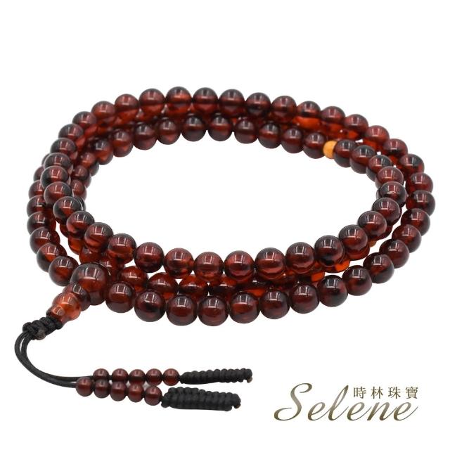 【Selene】琥珀血珀深棕色108顆手鍊念珠#3(琥珀6~6.5mm)