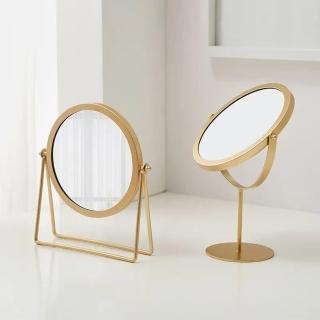 【zozo】2入 金色鐵藝化妝鏡(鏡子/立鏡/桌上化妝鏡/梳妝鏡/化妝鏡子)