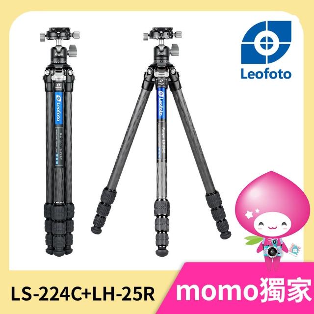 【Leofoto 徠圖】LS-224C+LH-25R四節碳纖維三腳架(含中軸雲台)