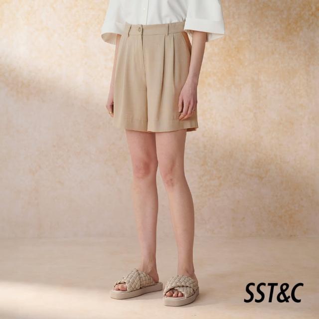 【SST&C 新品９折】米色打褶短褲8262405002