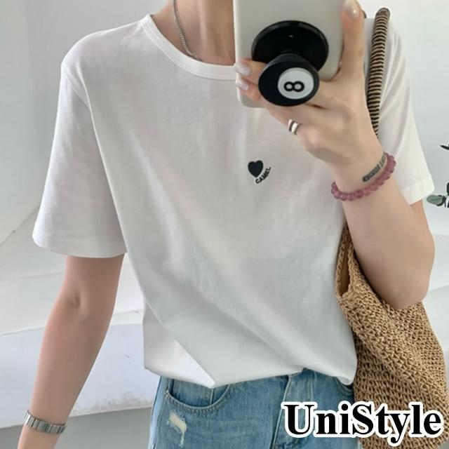 【UniStyle】短袖T恤 韓版小愛心刺繡上衣 女 UP1787(白)