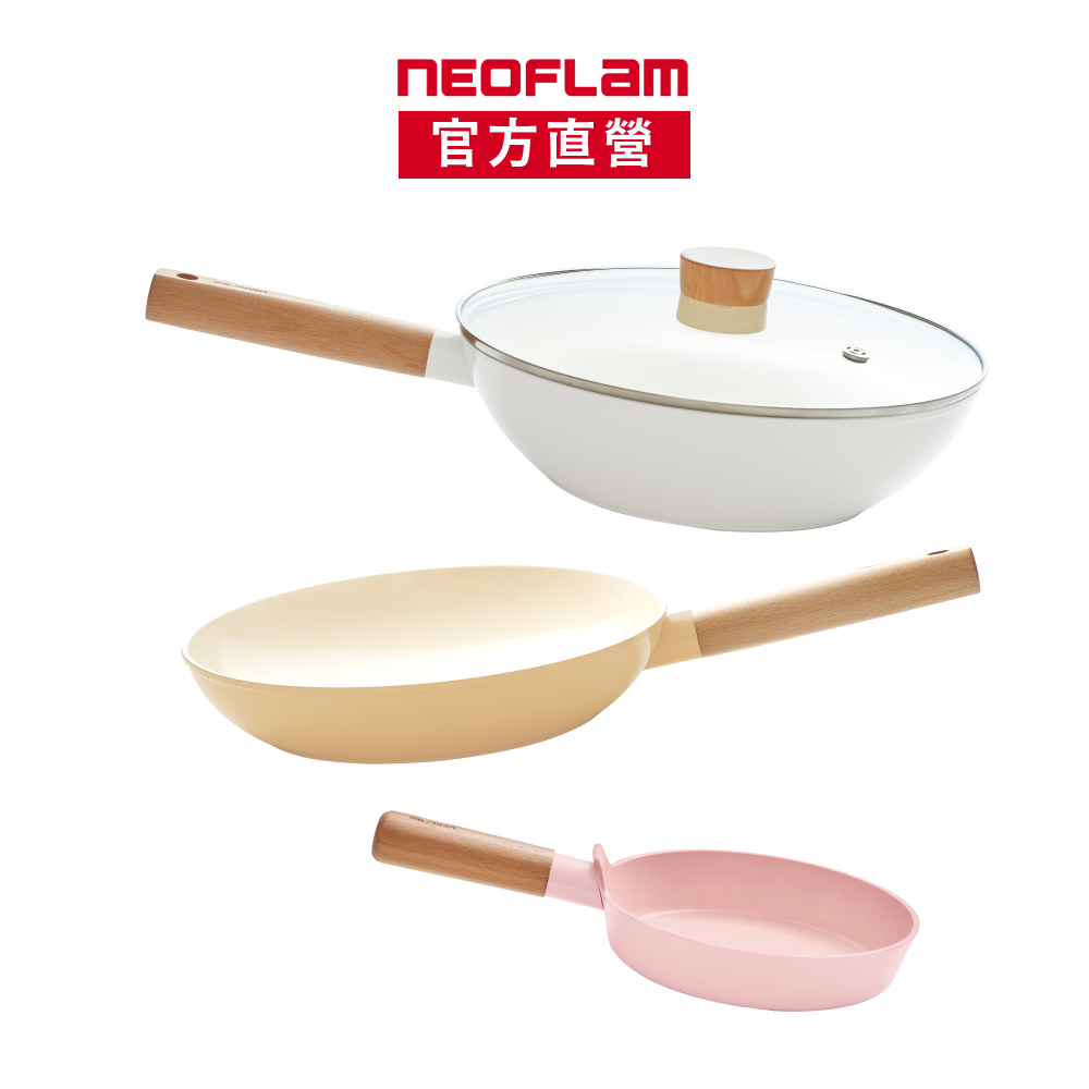 NEOFLAM陶瓷鑄造輕量IH三鍋組【NEOFLAM】陶瓷鑄造輕量IH三鍋組(28炒+26平+16煎蛋+28蓋 不挑爐具)