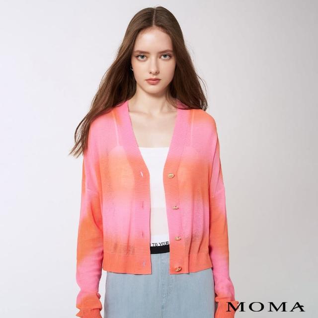 【MOMA】漸層跳色薄針織外套(桃粉色)