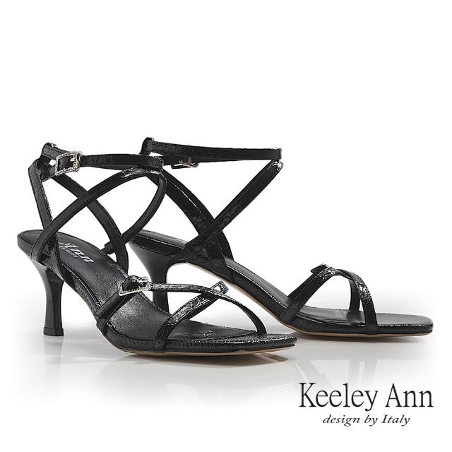 【Keeley Ann】條帶羅馬感高跟涼鞋(黑色422772110-Ann系列)