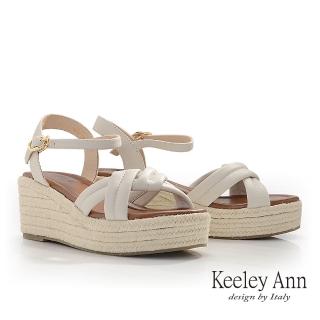 【Keeley Ann】羊皮交叉帶厚底涼鞋(米白色422972132-Ann系列)