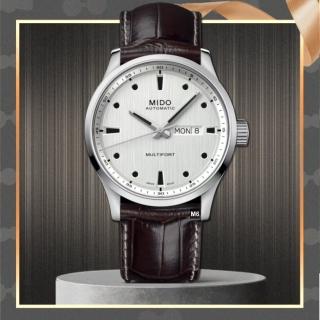 【MIDO 美度】最新Multifort 先鋒M系列 皮錶帶銀面款42㎜-加上鍊機＆多豪禮 M6(M038.430.16.031.00)