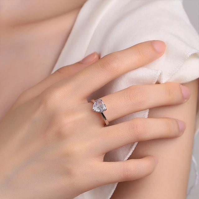 【MoonDy】鑽戒 戒指 純銀戒指 愛心戒指 高碳鑽戒指 高級感 歐美戒指 銀戒 銀飾 閨蜜戒指 送女生 禮物