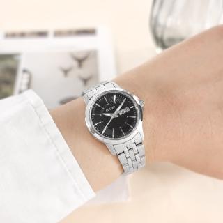 【CITIZEN 星辰】小巧細緻 礦石強化玻璃 星期日期 日本機芯 不鏽鋼手錶 黑色 27mm(EQ0601-54E)