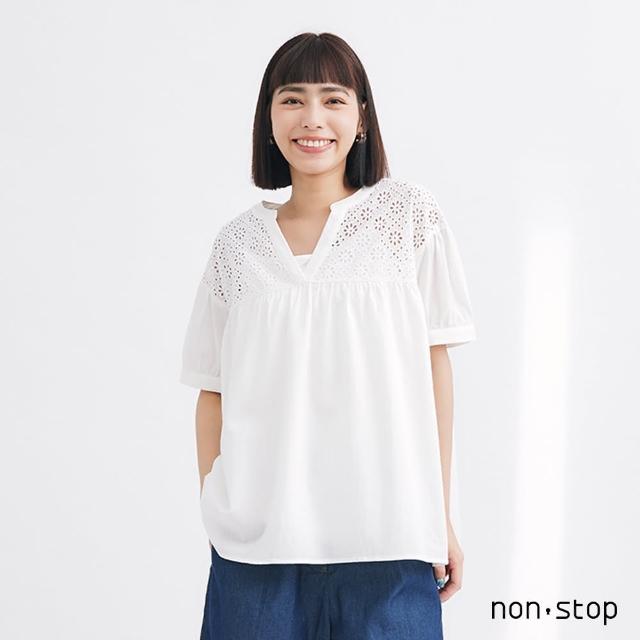 【non-stop】質感花卉刺繡蕾絲襯衫-2色