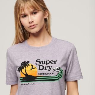 【Superdry】女裝 短袖T恤 Outdoor Stripe Relaxed(紫羅蘭)