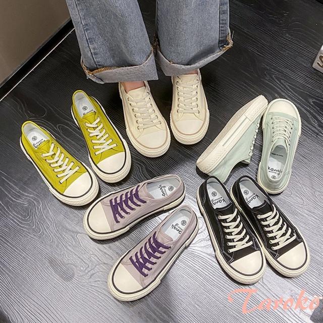 【Taroko】薄荷草綠學生街頭休閒帆布鞋(5色可選)