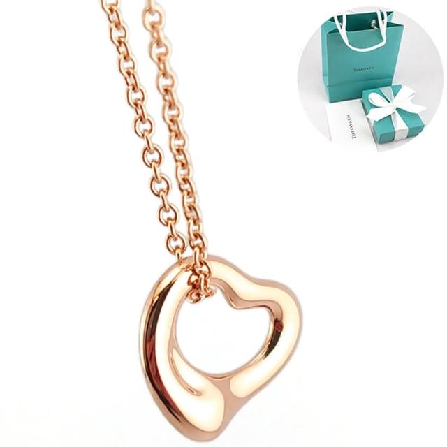 【Tiffany&Co. 蒂芙尼】18K玫瑰金 Open Heart心型墜飾項鍊