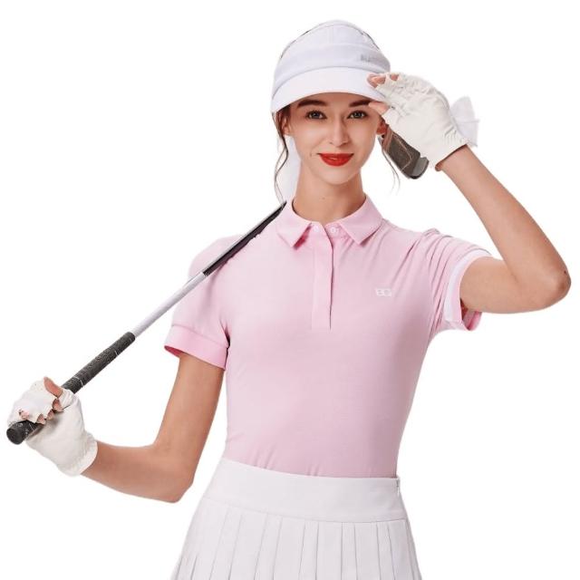 【BLKTEE GOLF】女翻領冰感短袖-粉紅/黑(高爾夫短袖上衣 golf球衫)