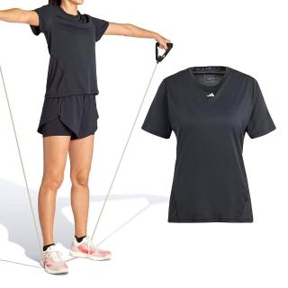 【adidas 愛迪達】WTR D4T 女款 黑色 柔軟 彈性 吸濕排汗 上衣 訓練 運動 休閒 短袖 IQ2654