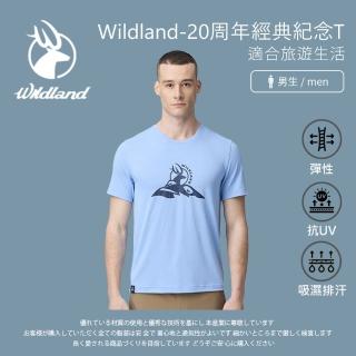 【Wildland 荒野】男wildland-20周年經典紀念T-M-2L-牛仔藍-0B21612-103(T恤/男裝/上衣/休閒上衣)