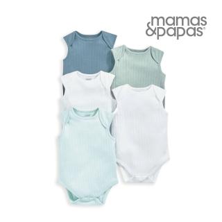 【Mamas & Papas】幸福感-無袖包屁衣5件組-藍(5種尺寸可選)