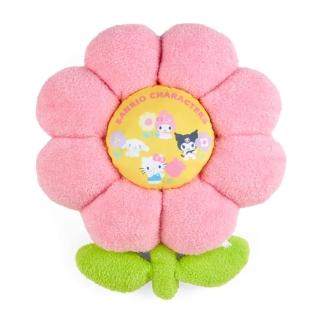 【SANRIO 三麗鷗】粉彩格紋系列 花朵造型靠墊 抱枕 三麗鷗家族 春花