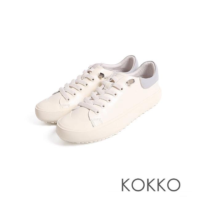 【KOKKO 集團】小清新超柔軟厚底真皮休閒鞋(白色)