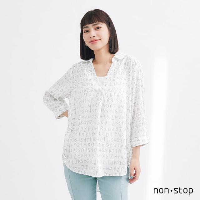 【non-stop】單摺寬版七分袖襯衫-1色