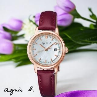 【agnes b.】法式簡約 太陽能錶 女錶 指針錶 手錶(V117-KRS0R.BU9044X1)