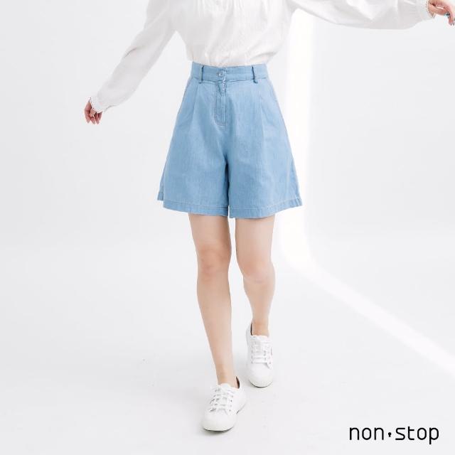 【non-stop】經典百搭打摺牛仔短褲-2色