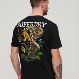 【Superdry】男裝 短袖T恤 Tattoo Graphic Loose(水洗黑)