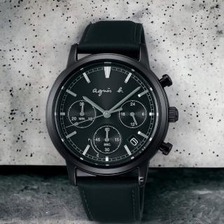 【agnes b.】法式簡約 太陽能 計時 腕錶 男錶 手錶 禮物(VR42-KSH0C.BZ5010X1)