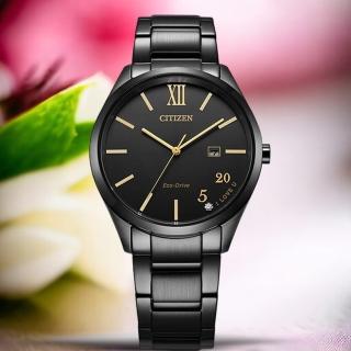 【CITIZEN 星辰】520 我愛你 光動能女錶 黑色 手錶 禮物(EW2457-85E/34.5mm 指針錶)